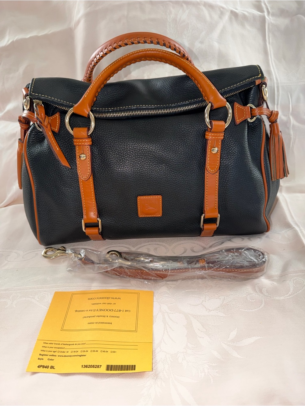 Dooney and Bourke Large Black Pebbled Leather Satchel